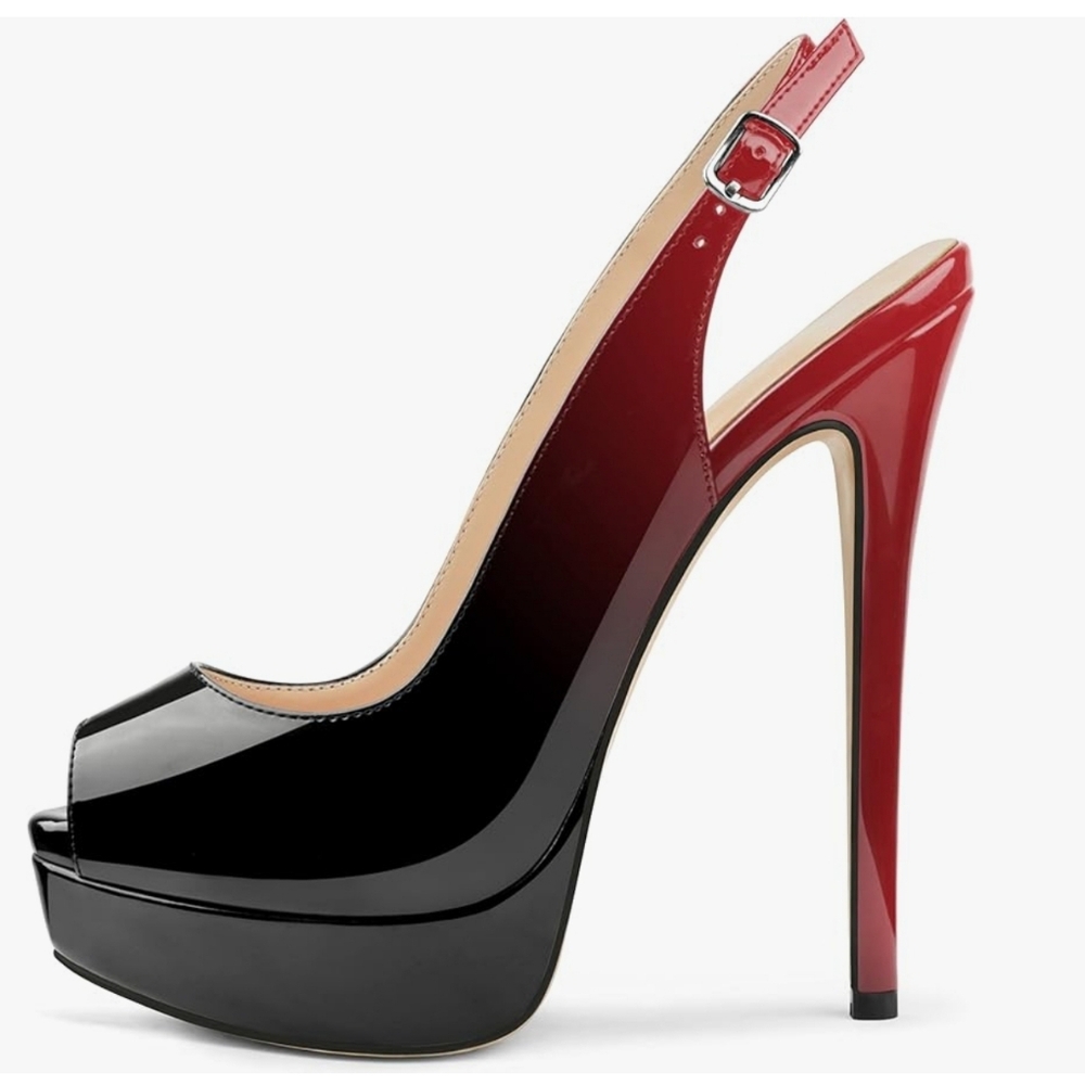 MERUMOTE Women's Slingback Shoes Peep Toe Platforms 6 Inch Heels Size 7 NWT